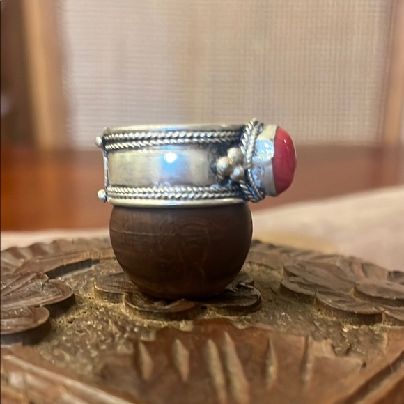 Silver Ring with Burnt Red Stone - Picture 3 of 4